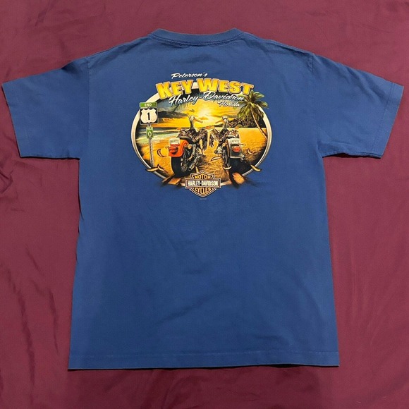 Harley Davidson Mens Size M Peterson’s Key West Blue Graphics Pelican Medium - Picture 6 of 8